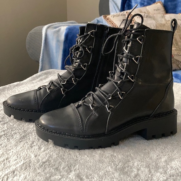 ZARA Trafaluc leather combat lace up boots - Picture 3 of 10